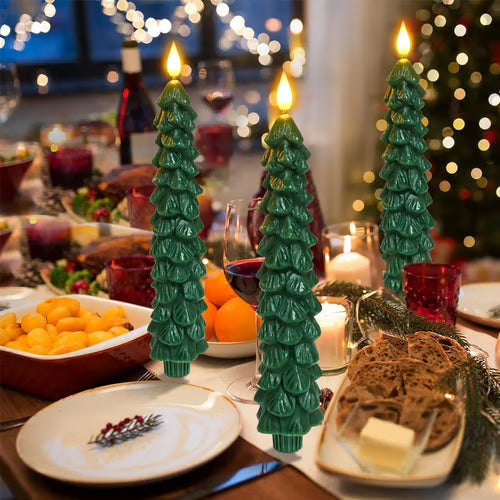 🌲Christmas Tree Flameless Taper Candle Lights with Remote Control🔥