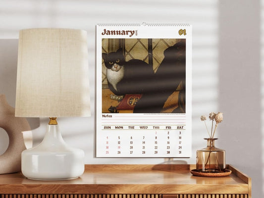 Weird cats in renaissance 2026 Wall Calendar